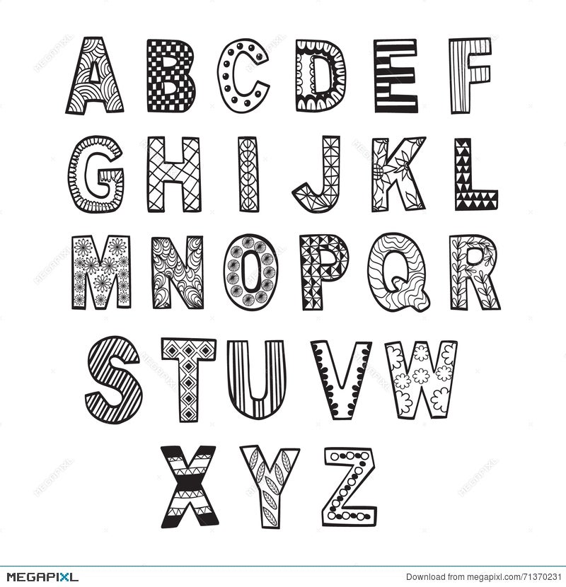 Collection Abstract Doodle Font. Vector Illustration. Illustration 71370231  - Megapixl