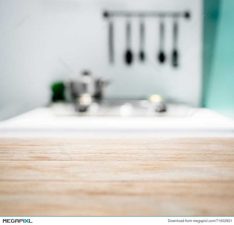 Table Top With Blurred Kitchen Counter Home Interior Background Stock Photo  71602821 - Megapixl