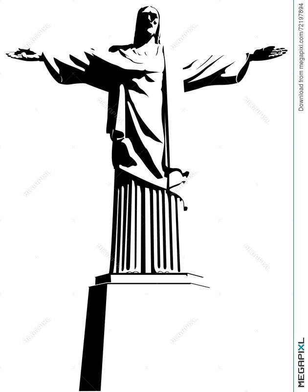 Cristo Redentor Christ The Redeemer In Rio De Janeiro Brazil Drawing In Black And White Illustration Megapixl