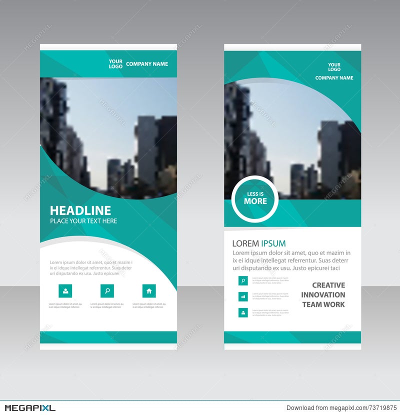 green curve polygon astract triangle business roll up banner flat