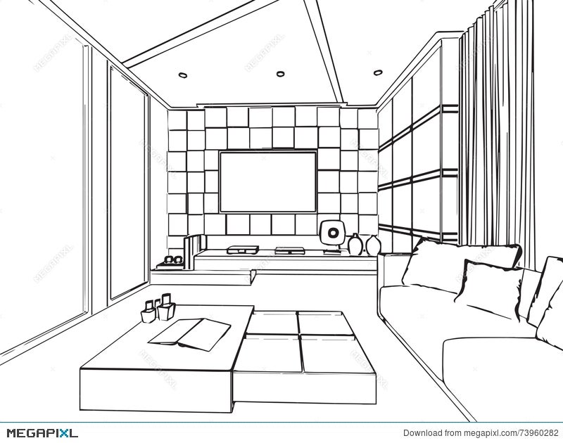 Modern Interior Hand Drawing Stock Vector Royalty Free 153977258   Shutterstock
