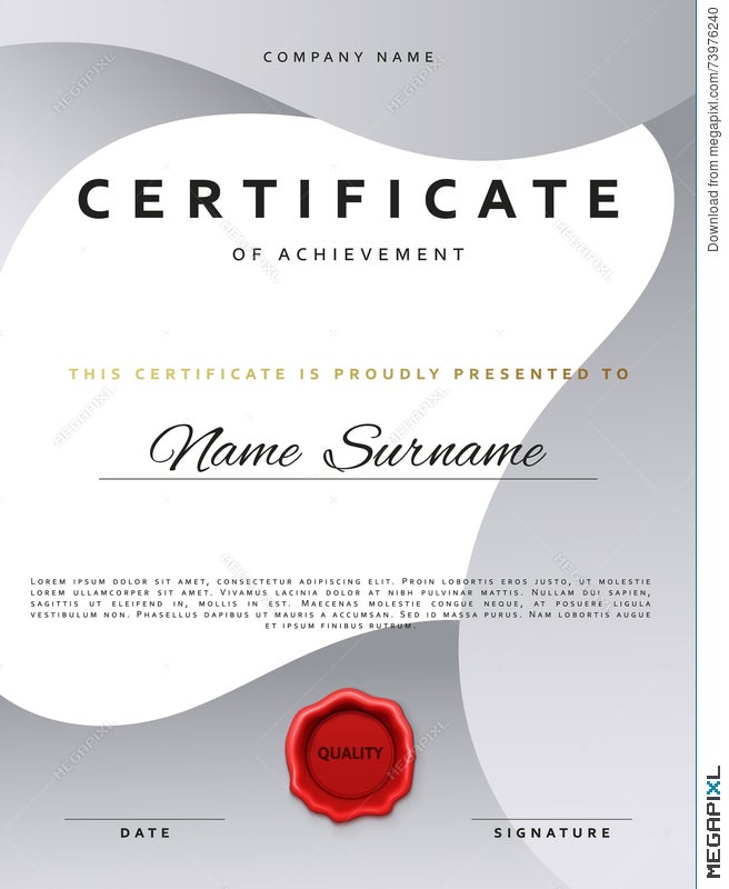 Template Certificate Design In Silver Color. Illustration 73976240 -  Megapixl