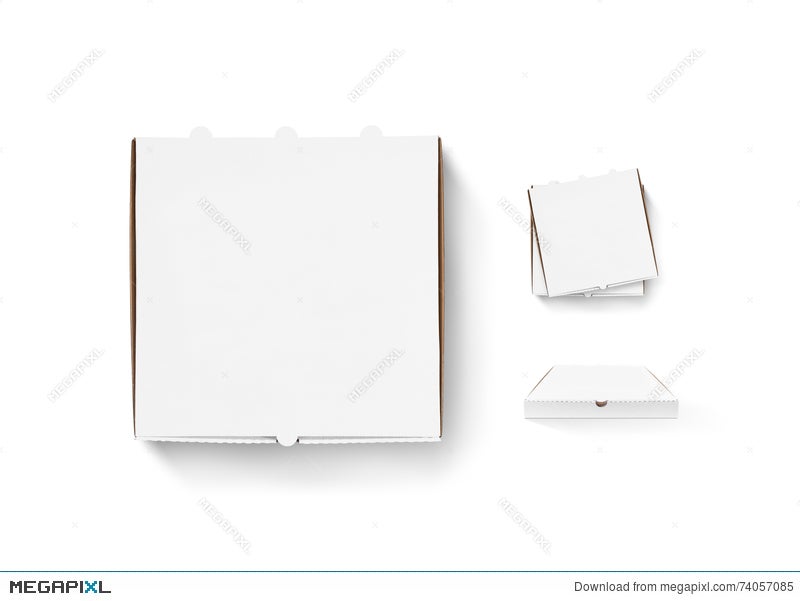 Blank pizza box design mock up set isolated. Carton packaging pizza box  delivery clear mockup. Hot pizza clear box template. Stack of boxes top  view. Food container any side. Pizza boxes Stock