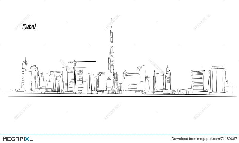 Sketch of Dubai metro with building in vector illustration Stock Vector   Adobe Stock