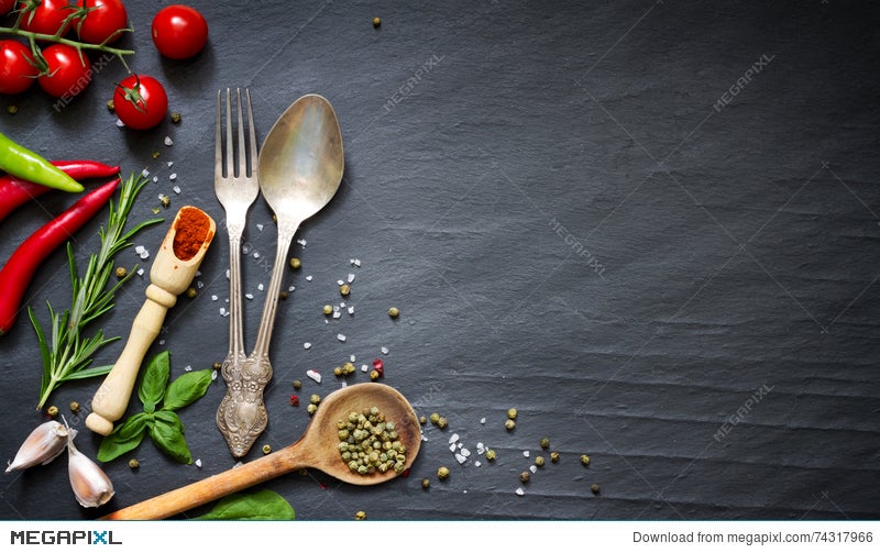 Menu Food Culinary Frame Concept On Black Background Stock Photo 74317966 -  Megapixl
