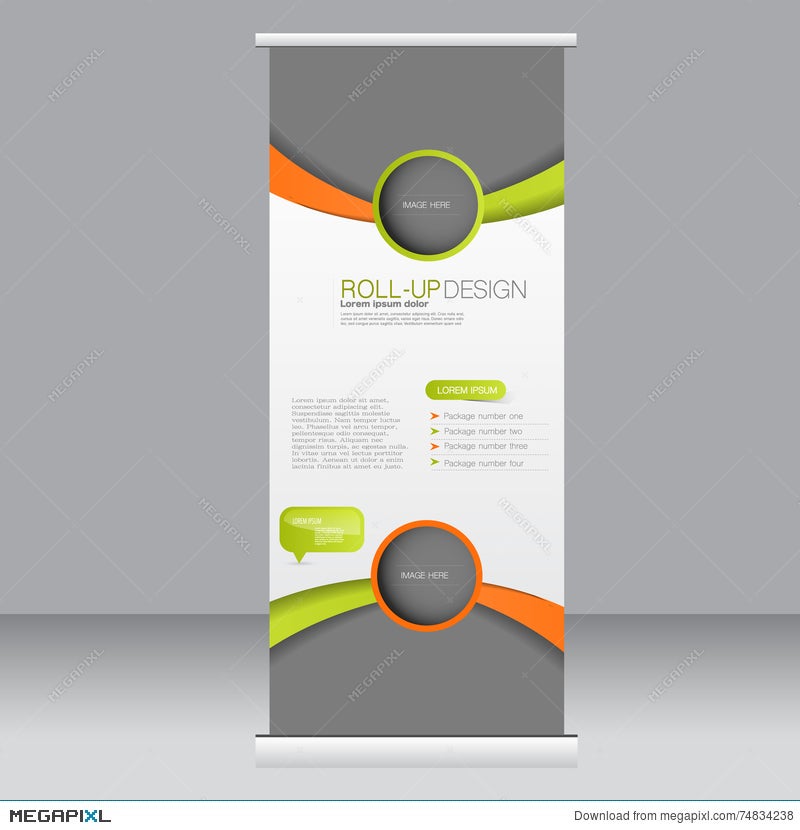 Roll Up Banner Stand Template Abstract Background For Design Business Education Advertisement Orange And Green Color Vector Illustration Megapixl