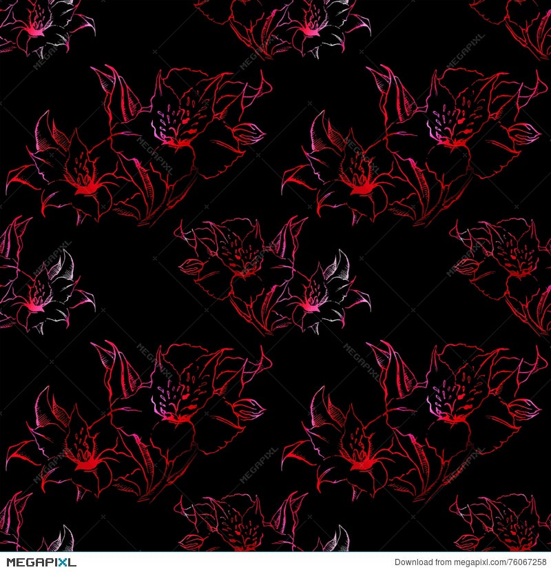 Red And Black Alstroemeria Floral Seamless Pattern Texture Background  Vector Illustration 76067258 - Megapixl
