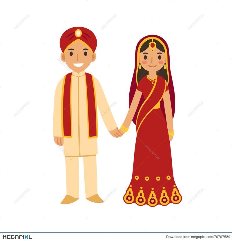 Indian Wedding Couple Illustration 76707589 - Megapixl