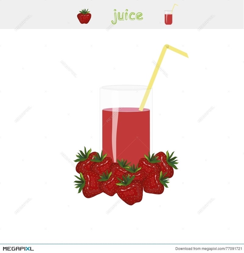 Banner Strawberry Juice A Glass Of Juice Yellow Straw