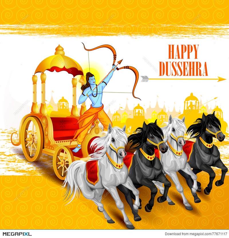 Happy Dussehra Background Showing Festival Of India Illustration 77671117 -  Megapixl