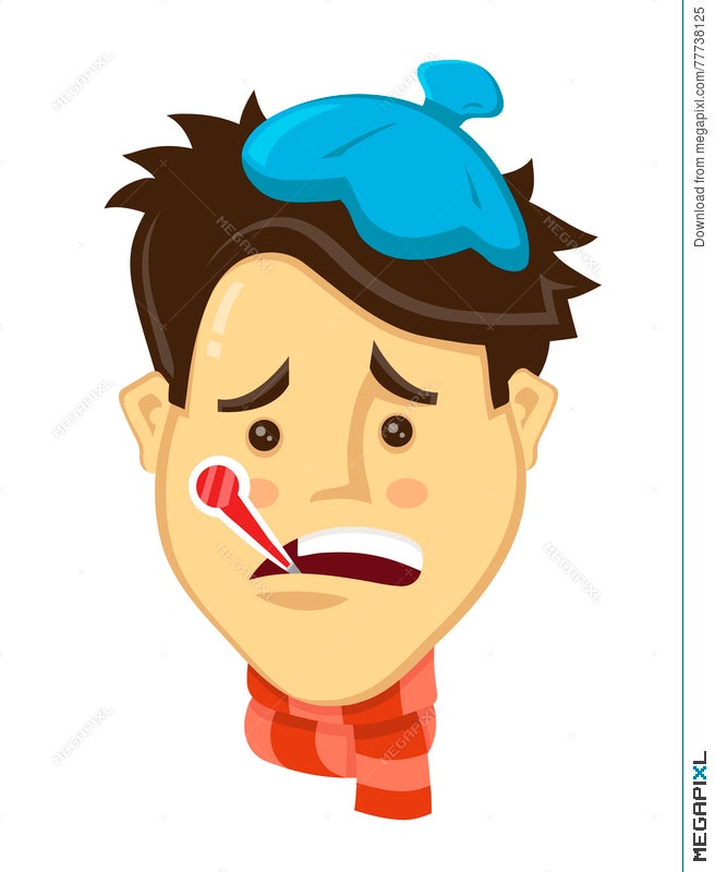 Scienest Flat Design Cartoon Men Got Sick With Thermometer Flat Vector  Illustration. Coldcharacter Illustration. Illustration 77738125 - Megapixl