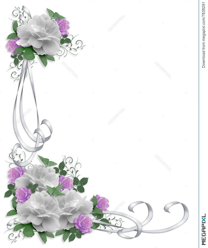 Wedding Invitation Border White Roses Illustration 7838291 - Megapixl