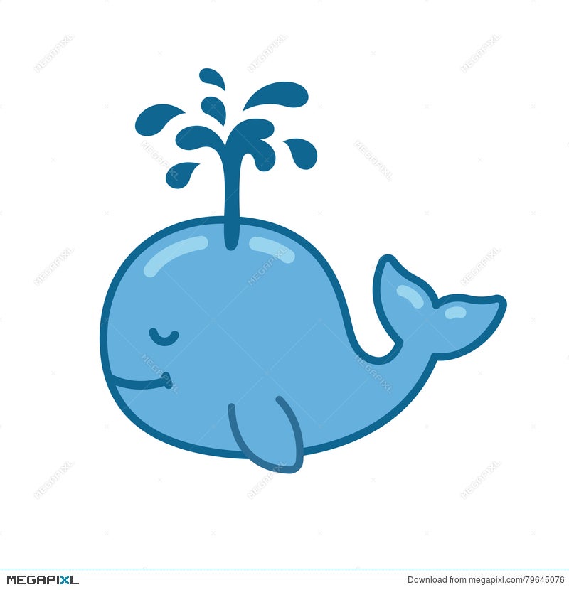 Cute Cartoon Whale Illustration 79645076 - Megapixl