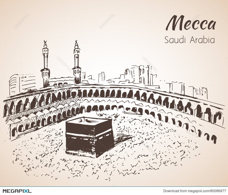 Mecca Saudi Arabia Hand drawn sketch Vector illustration Ad  ad  ArabiaHandMeccaSaudi  Islamic artwork How to draw hands Illustration