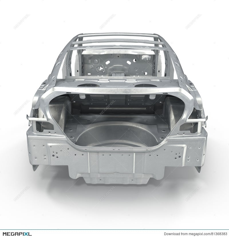 Download Back View Car Frame Without Chassis On White 3d Illustration Illustration 81368383 Megapixl