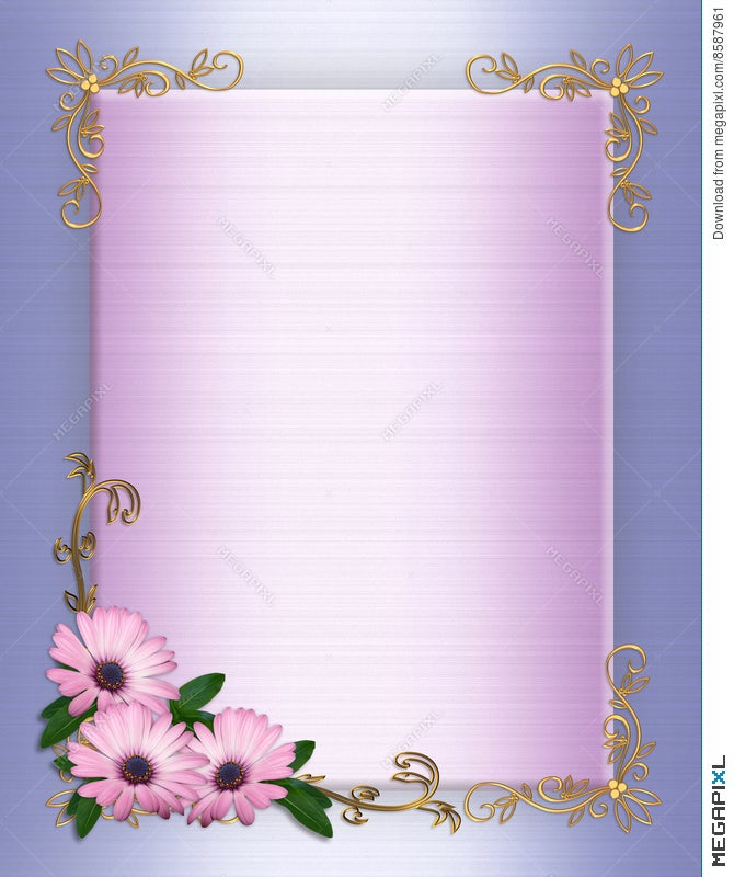 Wedding Invitation Border Purple Flowers Illustration 8587961 - Megapixl