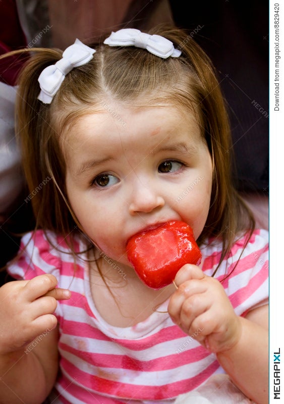 Cute Little Girl Eating Ice Cream Stock Photo 4 Megapixl
