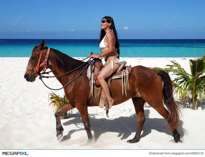 Horseback Riding On A Beach Stock Photo 9264174 - Megapixl