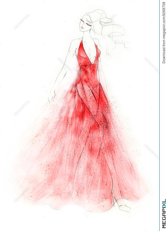 Red dress drawing | Thời trang