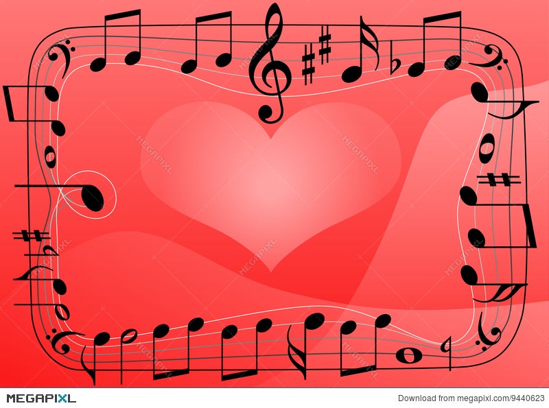 Love Music Heart Musical Notes Symbols Background Illustration Megapixl