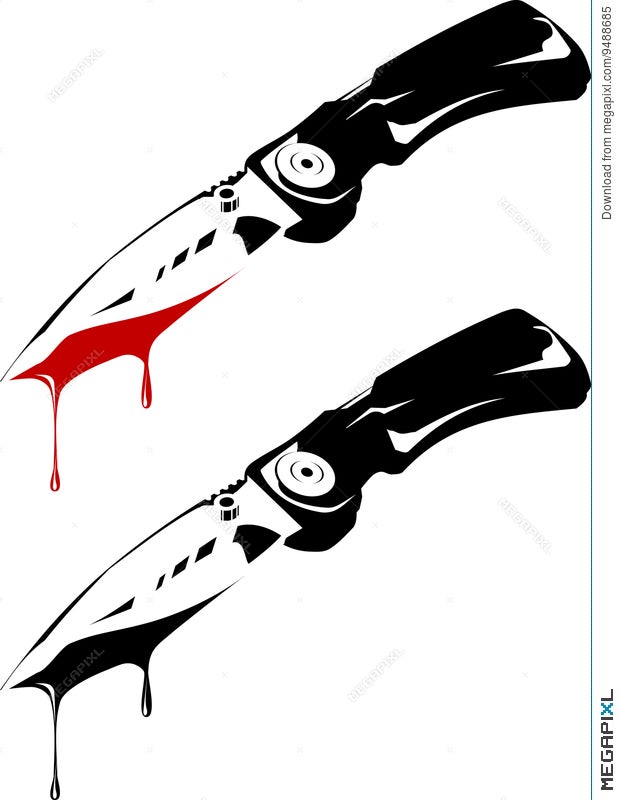 Blood Knife Drawing - Knife Crime Weapon Icon In Outline Style Isolated