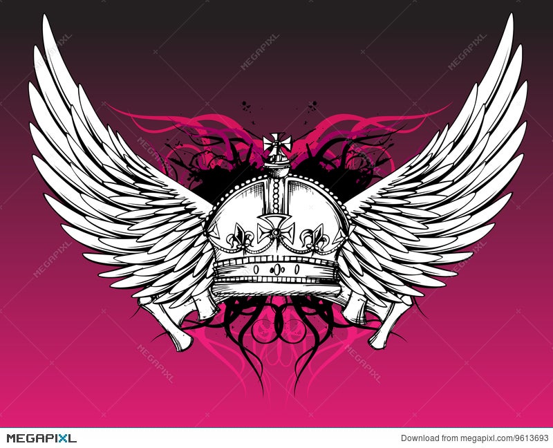 Human Skull Wings Crown Tattoo Design Stock Vector Royalty Free 741191671   Shutterstock