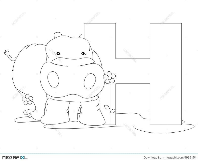 Animal Alphabet H Coloring Page Illustration 9999154 - Megapixl Animal Alphabet H Coloring Page Illustration 9999154 - Megapixl