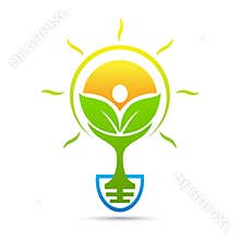 Eco friendly green idea bulb logo