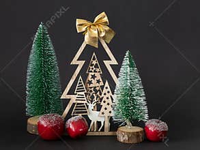 Seasonal holiday Christmas decoration red apples