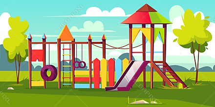 Vector bright playground for children at park
