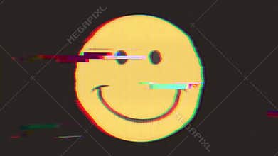 Smiley Icon With Distortion And Glitch Effect