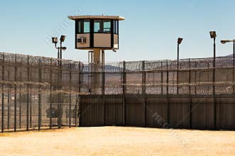 Exterior Prison Yard Empty with guard tower