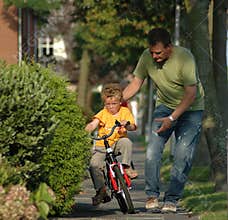 Kid learning biking