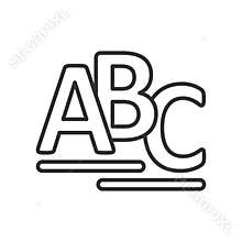 ABC Letters Outline Flat Icon on White