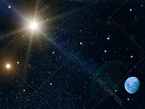 Sky sun stars moon