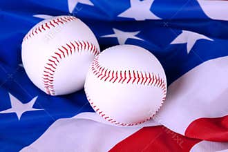 Baseball Equip on American Flag