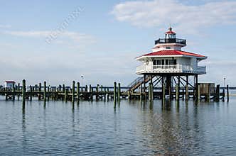 Choptank River Lighthouse in Cambridge Maryland, on Maryland`s Eastern Shore also known as Delmarva