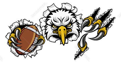 Eagle Football Cartoon Mascot Tearing Background