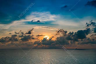 Sea and sky scape at oil and gas concession in the gulf of Thailand