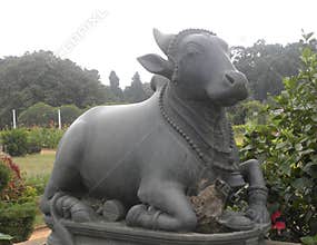 Bangalore, Karnataka, India - November 23 2018 Nandi Bull Statue
