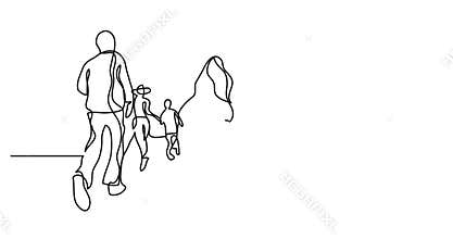 Animation of one line drawing of happy people jumping