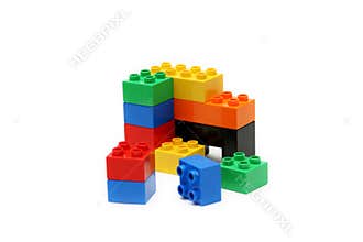 Colorful childrens building blocks with white background