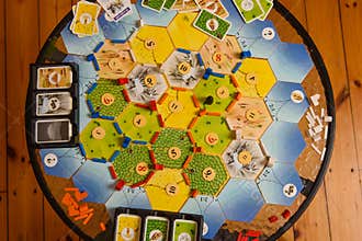 The Settlers of Catan board game.