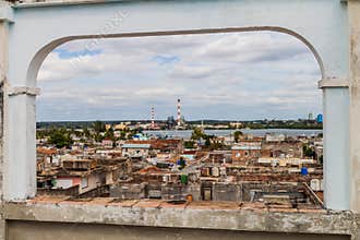 Aerial view of Cienfuegos, Cuba. View from Casa de la Cultura Benjamin Duart