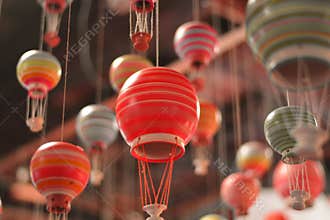 Hot air balloons fly upwards