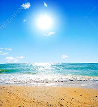 Summer sea landscape with the solar sky