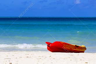 Sea kayak on a beach in the Caribbeans