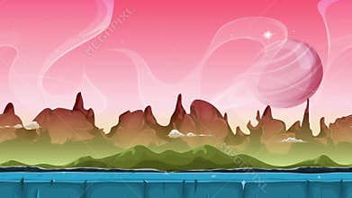 Fairy sci-fi alien landscape animation