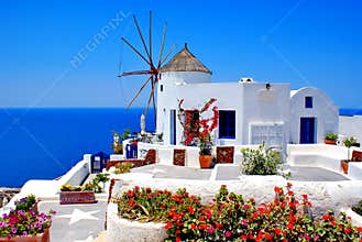Windmill on Santorini island