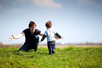 Loving dad and son